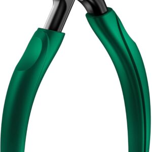 BALUCA Curved Head Toenail Clippers for Seniors for Thick Toenails, Long Handle Toe Nail Clippers with Catcher, German Stainless Steel Angled Nail Clippers with Silicone-Grip - Green