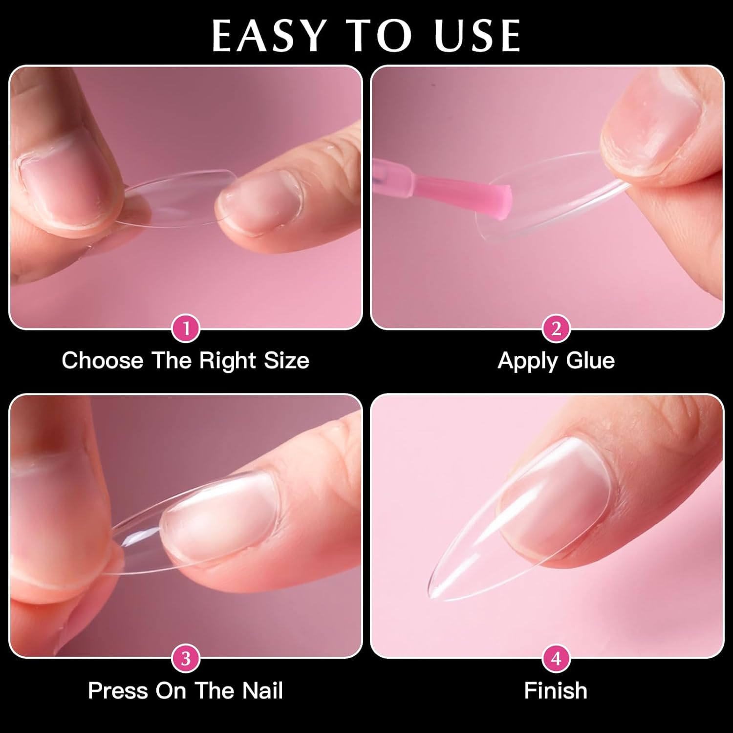Krofaue 240 Pcs Clear Soft Gel Short Almond Nail Tips for DIY Art - Image 6