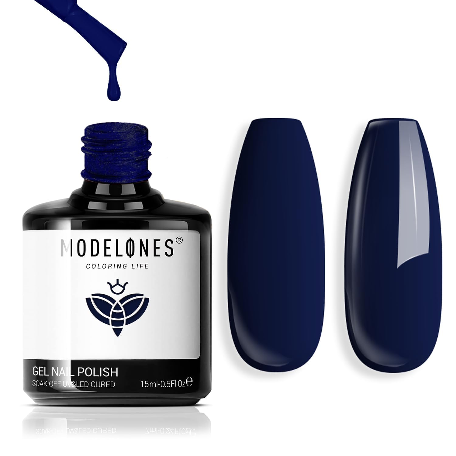modelones Blue Gel Nail Polish, 15ML Navy Blue Color Soak Off Uv LED Nail Lamp 4th of July Gel Polish, Presidents' Day Patriotic Gel Polish Nail Art Design Manicure Salon DIY Salon Gel