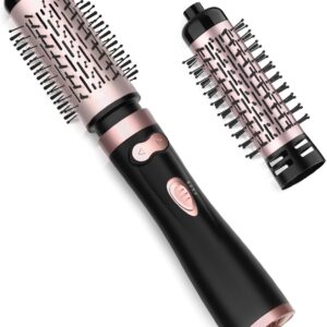 Rotating Hair Dryer Brush Spinning, 4-in-1 Blow Dryer Brush with 2 Inch&1.5 Inch Brush Attachements, Round Hot Air Brush for Hair Smooth/Volume/C-Curls