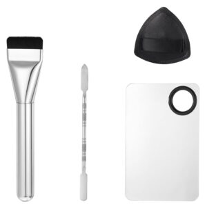 Acrylic Cosmetic Makeup Palette, with Black Powder Puff, Foundation Brush and Spatula, Foundation Mixing Palette for Nail Art Eye Shadow Eyelash Makeup Professional Pigment Blending