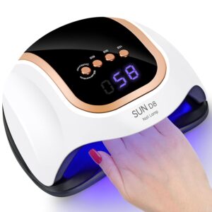 Wisdompark 268W UV LED Nail Lamp, Nail Dryer for Gel Polish, 4 Timers Curing Lamp Professional Nail Light, 66Pcs Uv Beads and Automatic Sensor (Gold)