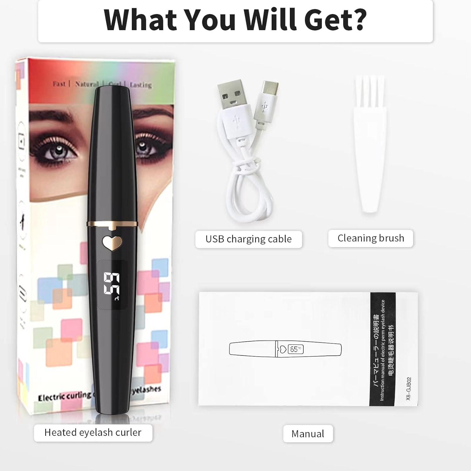 USB C Rechargeable Heated Eyelash Curler Comb, 24H Long Lasting Wear, Black - Image 9