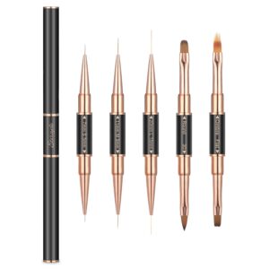 Double-Ended Acrylic Nail Art Brushes Set, Etercycle Gel Polish Nail Art Design Pen Painting Tools Nail Art Liner Brush and Nail Dotting Pen for Acrylic Application Salon at Home DIY Manicure … (black 1)