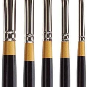 KINGART B-011 Premium 5 pc. Original Gold 9500 Series Filbert Artist Brush Set, Synthetic Golden Taklon Hair for Acrylic, Oil, Watercolor and Gouache Painting, Short Handle, 5 Sizes: 2, 4, 6, 8, 10