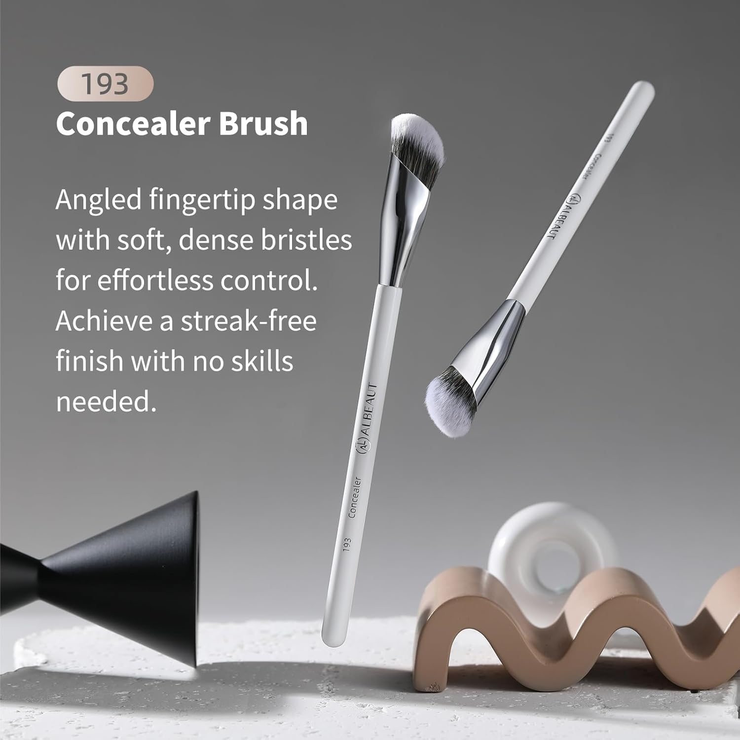 2 Piece Angled Makeup Brush Set for Liquid Foundation Cream and Eyeshadow Blending - Image 2
