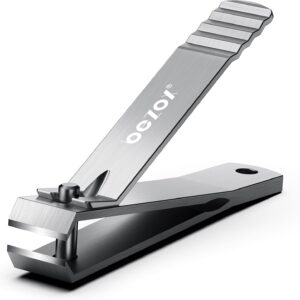BEZOX Straight Blade Toe Nail Clippers for Thick Nails - Nails Clipper for Men Toenails Clipper for Seniors, Heavy Duty Stainless Steel Fingernail Clippers for Women, Thick Toenails Tool - Silver