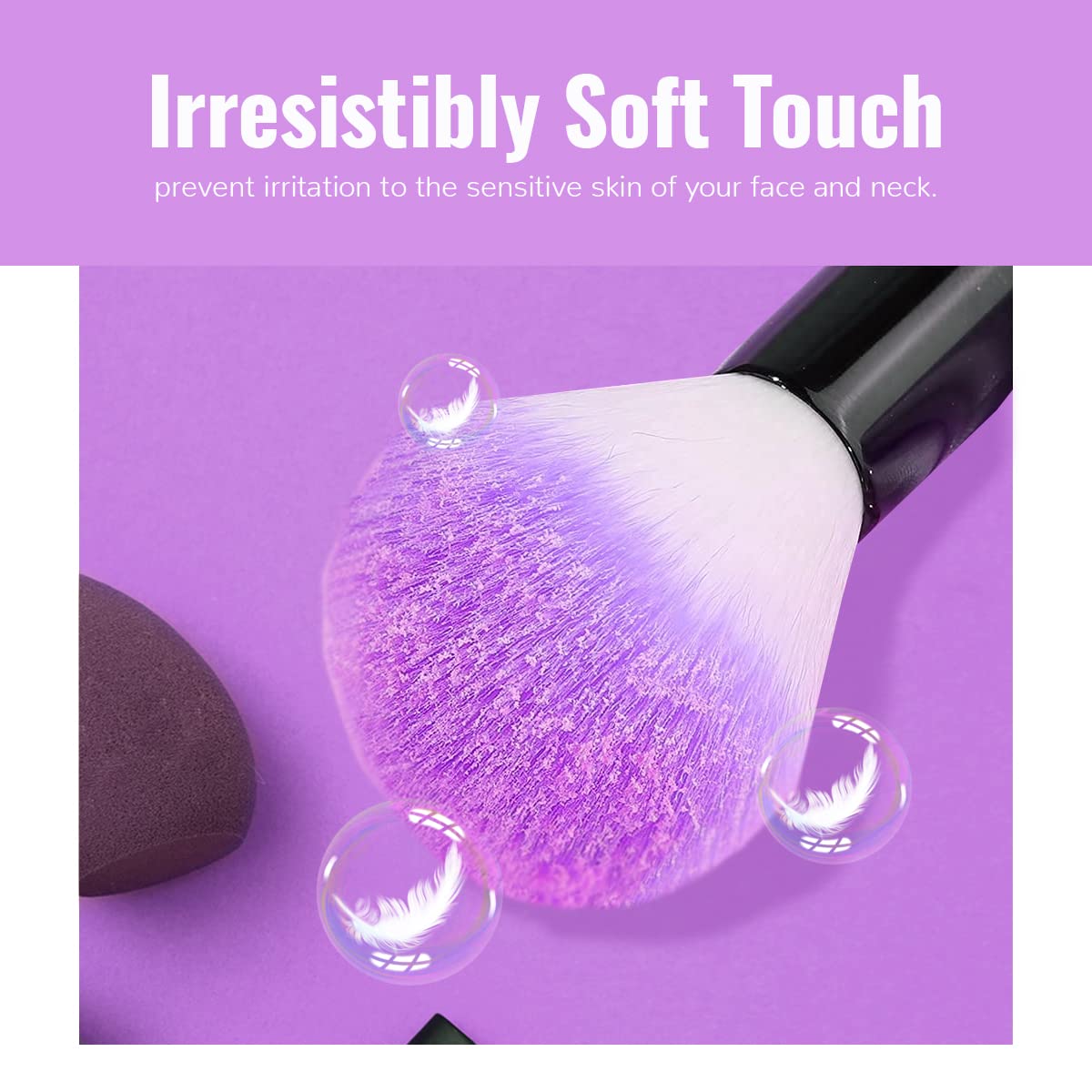 32-Piece Purple Professional Makeup Brush Set for Eyeshadow, Foundation, and Blusher - Image 4