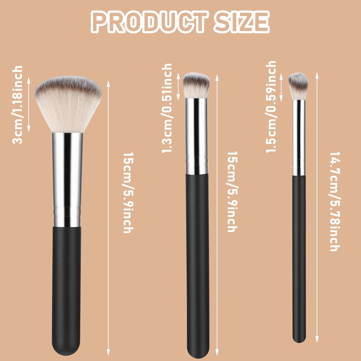 3-Piece Makeup Brush Set for Liquid Cream Foundation Concealer Blusher Application - Image 7