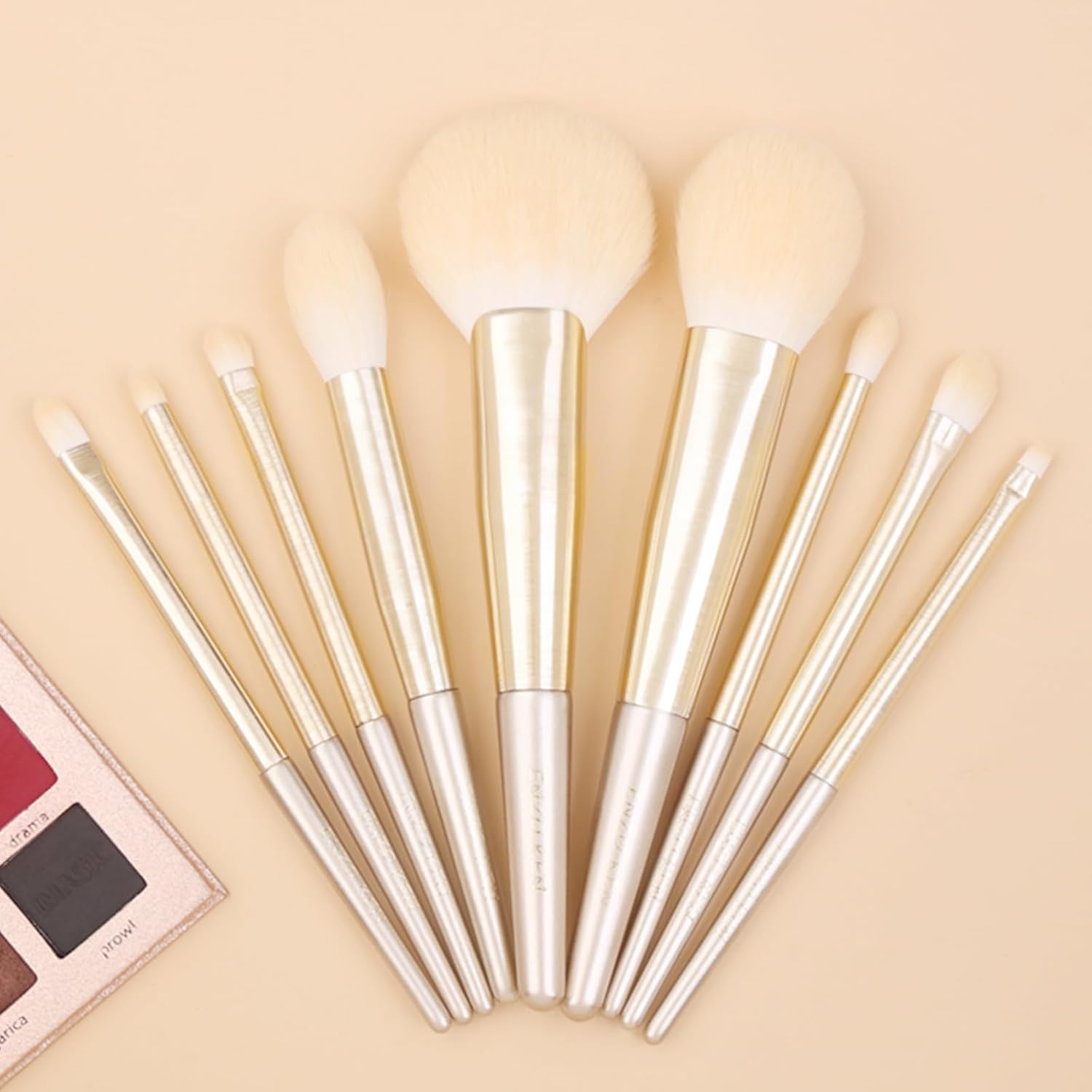 ENZO KEN Natural Fox Hair Makeup Brush Set with Gold Case 10 Piece - Image 8