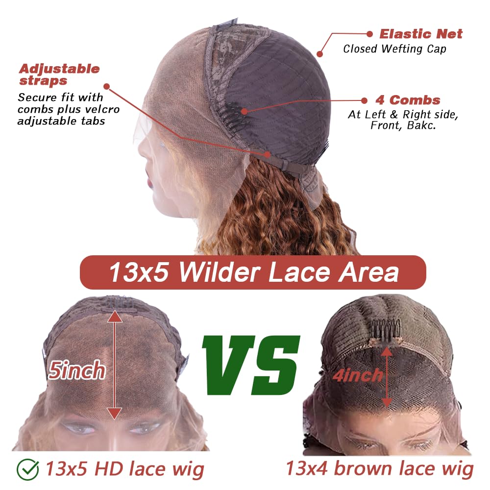 Azibo 26" Honey Blonde Water Wave Ombre 4/27 Highlights HD Lace Front Human Hair Wig 200 Density - Image 4