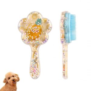 Soft Dog Brush for Small Dogs | Gentle Puppy Brush for Yorkies, Shih Tzus, Maltipoos & Maltese | Pet Hair Removal Brush with Soft Bristles | Dog Brush for Shedding (Blue Pineapple)