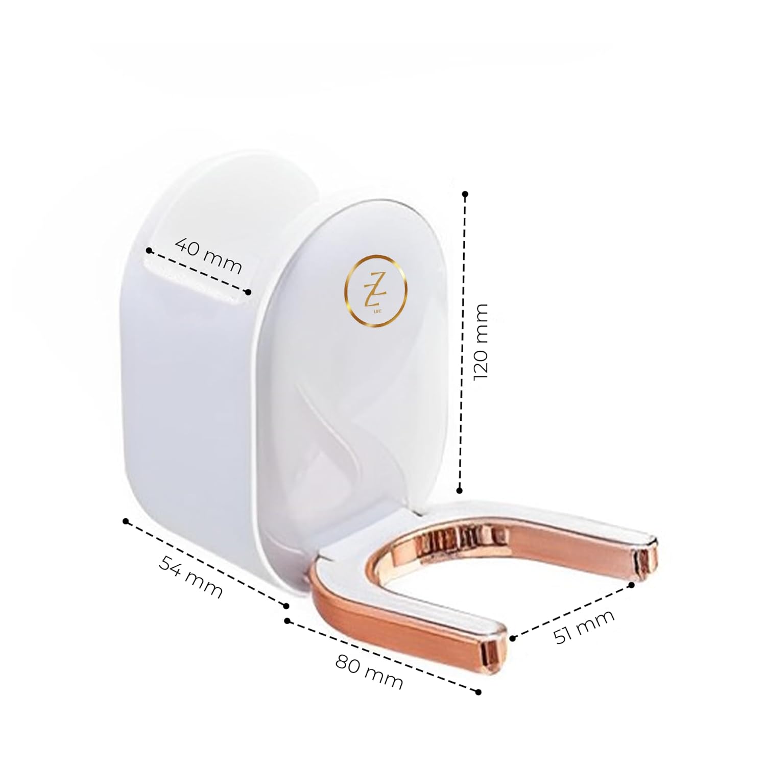 White Bathroom Wall Mount Hair Dryer Holder Organizer with Caddy and Plug Hook - Image 9