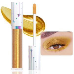 evpct Liquid Shimmery Glitter Eyeshadow Eyeliner, High Pigment Colored Metallic Eyeshadow Stick Eyeliner, Waterproof Long Lasting Sparkle Eye Makeup Set for Women, 03# Ochre