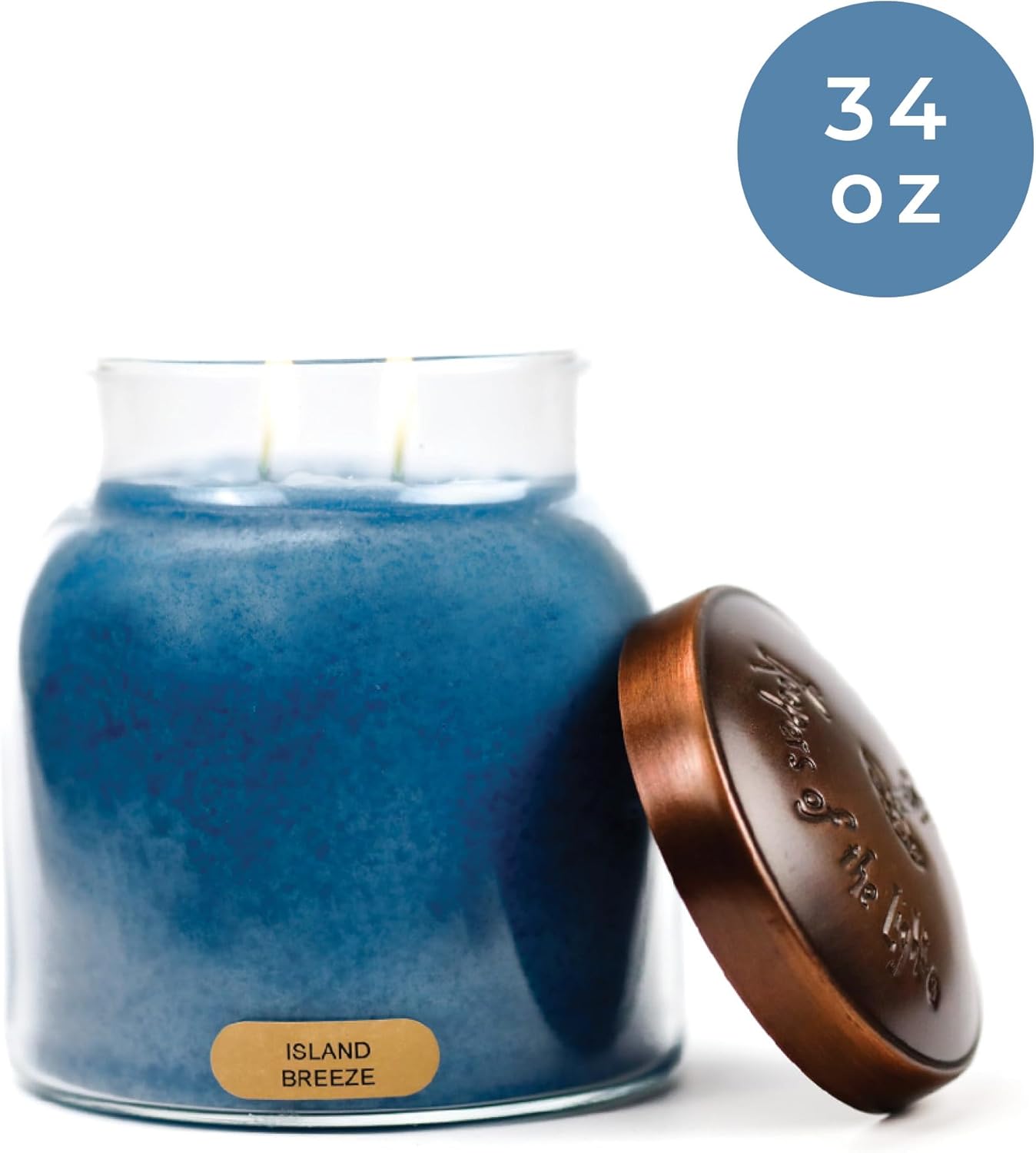 Island Breeze 34oz Scented Candle Jar with Lid Blue 155 Hour Burn Time - Image 2