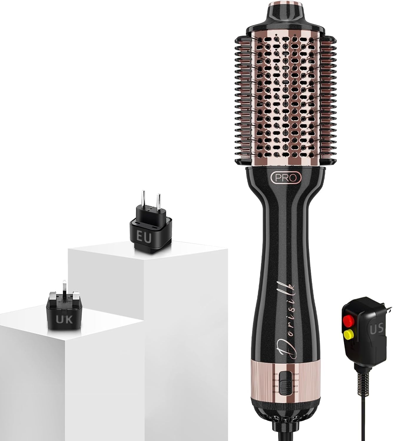 DORISILK 2.0 Upgraded Hair Dryer Brush Blow Dryer + Smooth Heated Comb, One Step Hot Air Brush Hair Straightener, 4 in 1 Blowout Brush Hair Dryer and Styler Volumizer Straightener Curler Frizz-Free
