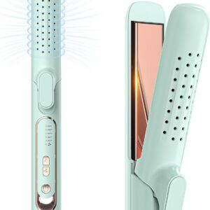 Terviiix Titanium Flat Iron Hair Straightener with 360° Air Technology, Soft Air Styler Hair Straightener & Curler 2-in-1, 5 Adjustable Temperatures, Auto Off, Dual Voltage for Travel