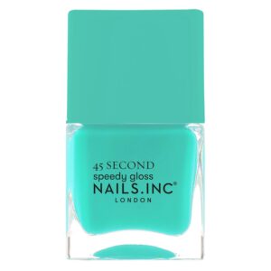 Nails Inc 45 Second Speedy Gloss, Mila, Teal, Glossy, No Chip, Long Lasting, Quick Dry, Air Dry, Professional Manicures & Pedicures, Fingernails & Toenails, Vegan Nail Polish, 0.47 Fl Oz