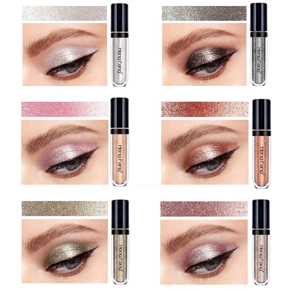 Lucoss 6 Color Shimmer Metallic Liquid Eyeshadow Set Waterproof Long Lasting - Image 4