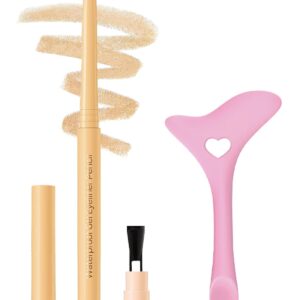 Nude Eyeliner Pencil Retractable Gel Eyeliner Pencil Built in Sharpener Smooth Creamy Texture Waterline Eye Liner Pencil for Eye Enhancing & Brightener With 1 Eyeliner Stencil Makeup Tool
