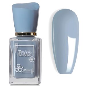 Blue Nail Polish Quick Dry, Vegan Grey Blue Nail Polish, 14ML Light Blue Nail Polish No UV Light Needed, Long Lasting Nail Polish Blue, Blue Fingernail Polish for Girls Women
