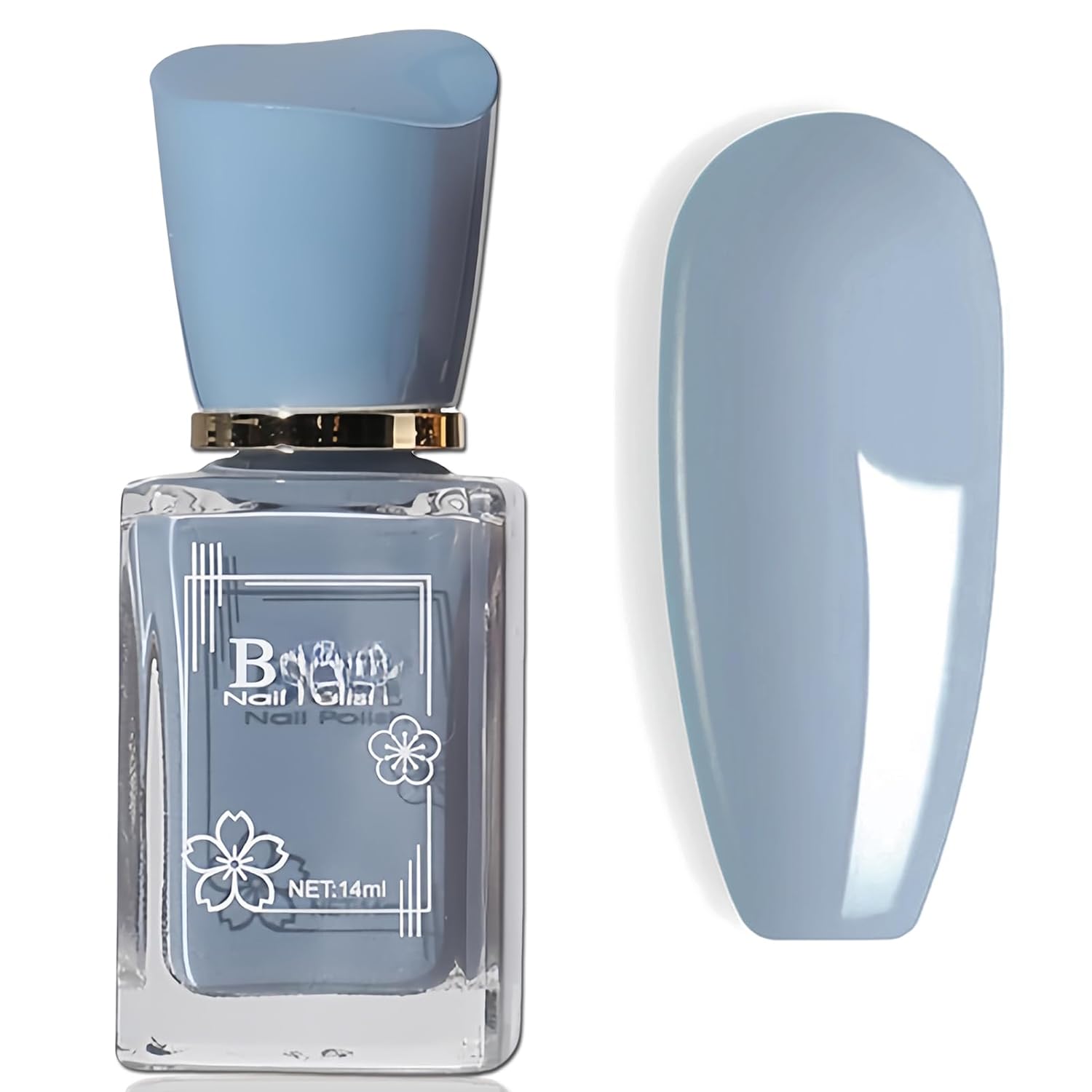 Blue Nail Polish Quick Dry, Vegan Grey Blue Nail Polish, 14ML Light Blue Nail Polish No UV Light Needed, Long Lasting Nail Polish Blue, Blue Fingernail Polish for Girls Women
