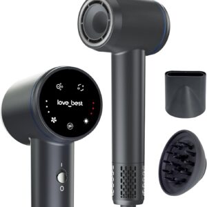 Negative Ionic Blow Dryer, 110000 RPM Professional High-Speed Low Noise Thermo-Control Hair Dryer, Lightweight Blow Dryer with Magnetic Diffuser and Nozzle for Home Travel Salon Women Man