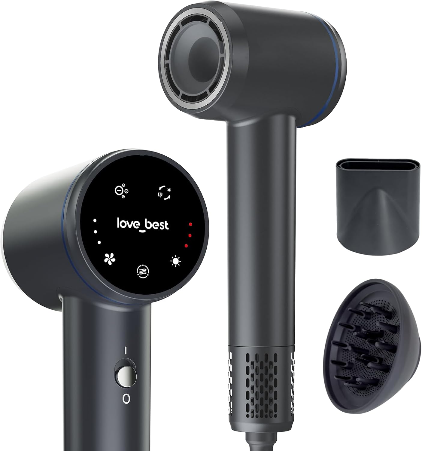 Negative Ionic Blow Dryer, 110000 RPM Professional High-Speed Low Noise Thermo-Control Hair Dryer, Lightweight Blow Dryer with Magnetic Diffuser and Nozzle for Home Travel Salon Women Man