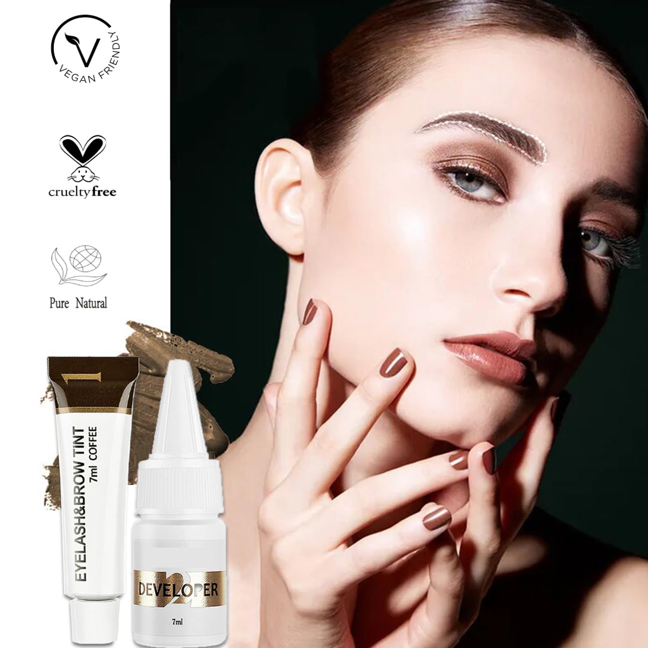 Dark Brown Lash & Brow Color Kit 7ml Natural Ingredients Easy Application - Image 3