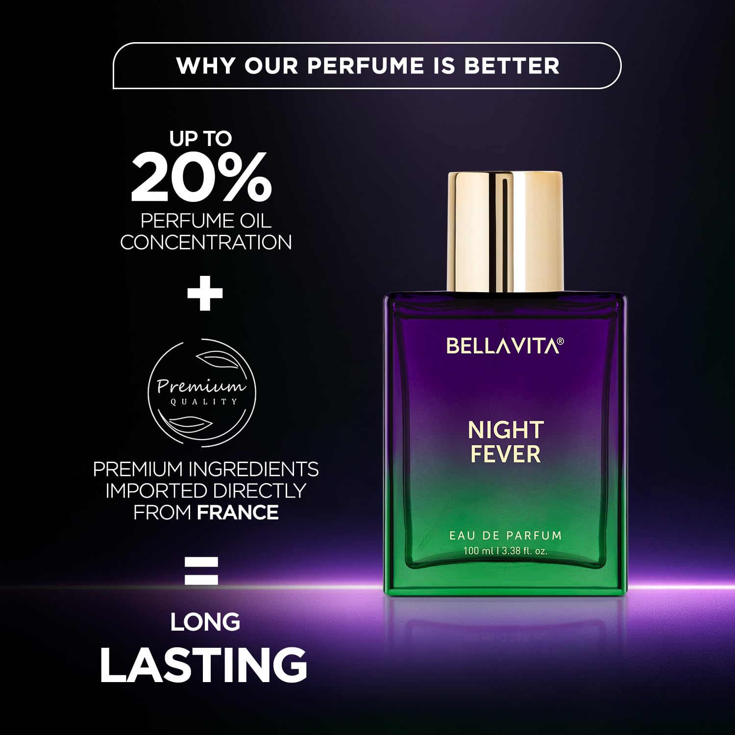 Bellavita Luxury Night Fever Unisex Eau de Parfum 100ml with Bergamot, Peach, Musk, Vanilla - Image 4