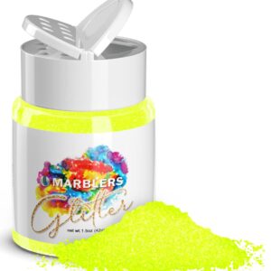 MARBLERS Neon Glitter [Fluorescent Yellow] 1.5oz (42g) | Fine | Non-Toxic, Vegan, Cruelty-Free | Face, Body, Eyeshadow, Hair, Festival, Party Makeup | Nail Art, Polish | Resin, Tumbler, Slime, Craft