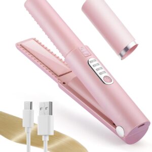 JMFONE Cordless Mini Hair Straightener,Portable Ceramic Flat Iron with 3 Temp Settings,USB-C Rechargeable & Dual Voltage Ideal for Quick Styling on-The-go for Thin Fine Hair- Heats Up in Seconds