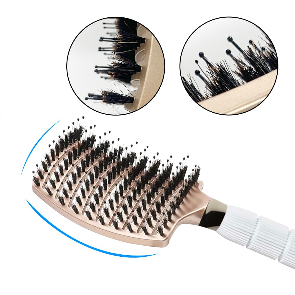 Aozzy Round Brush Set Boar Bristle Curved Vented Hairbrush for Healthy Shiny Hair - Image 6