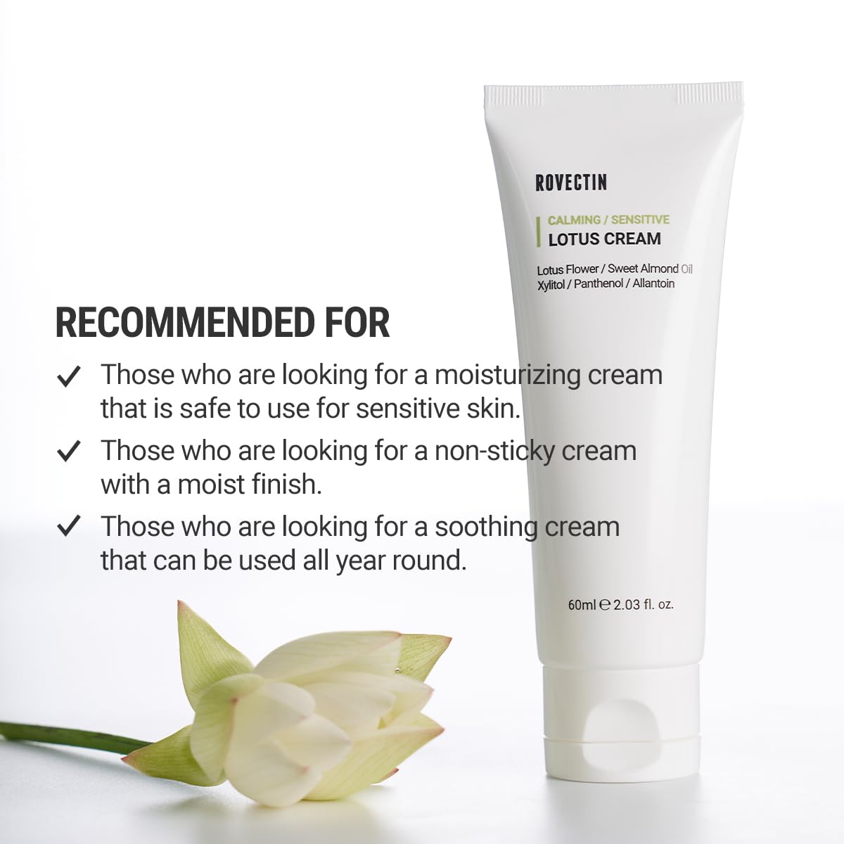 Rovectin Calming Lotus Water Cream 2.1 oz Lightweight Moisturizer Oily Skin Formula - Image 3