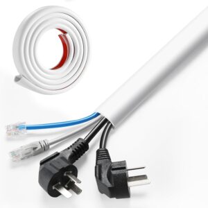 AGPTEK Wall Cord Hider 78 Inch - Self-Adhesive Wire Cover Cable Raceway Flexible PVC Home Wall Mount TV Cable Concealer Pet Cord Protector Management, Protect Cat Dog from Chewing, W 1.2" H 0.5"