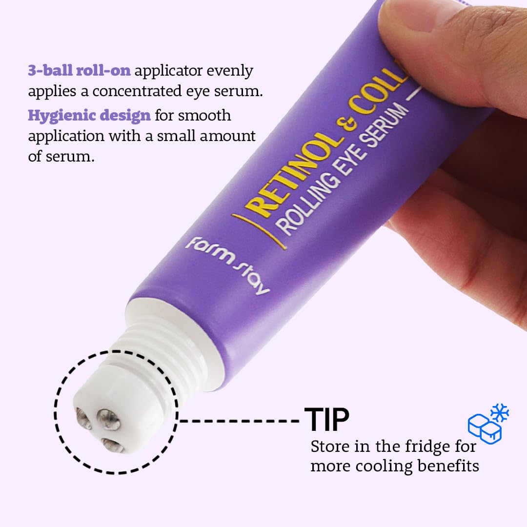 Farmstay Retinol Eye Serum Roller 0.84 fl oz with 2% Niacinamide and Collagen - Image 5