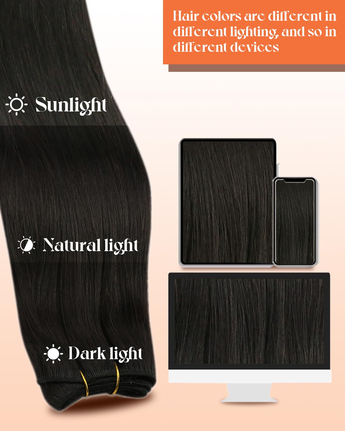 Sunny Hair 22 Inch Jet Black Sew-In Human Hair Extensions Weft Bundles for Women 100g - Image 5