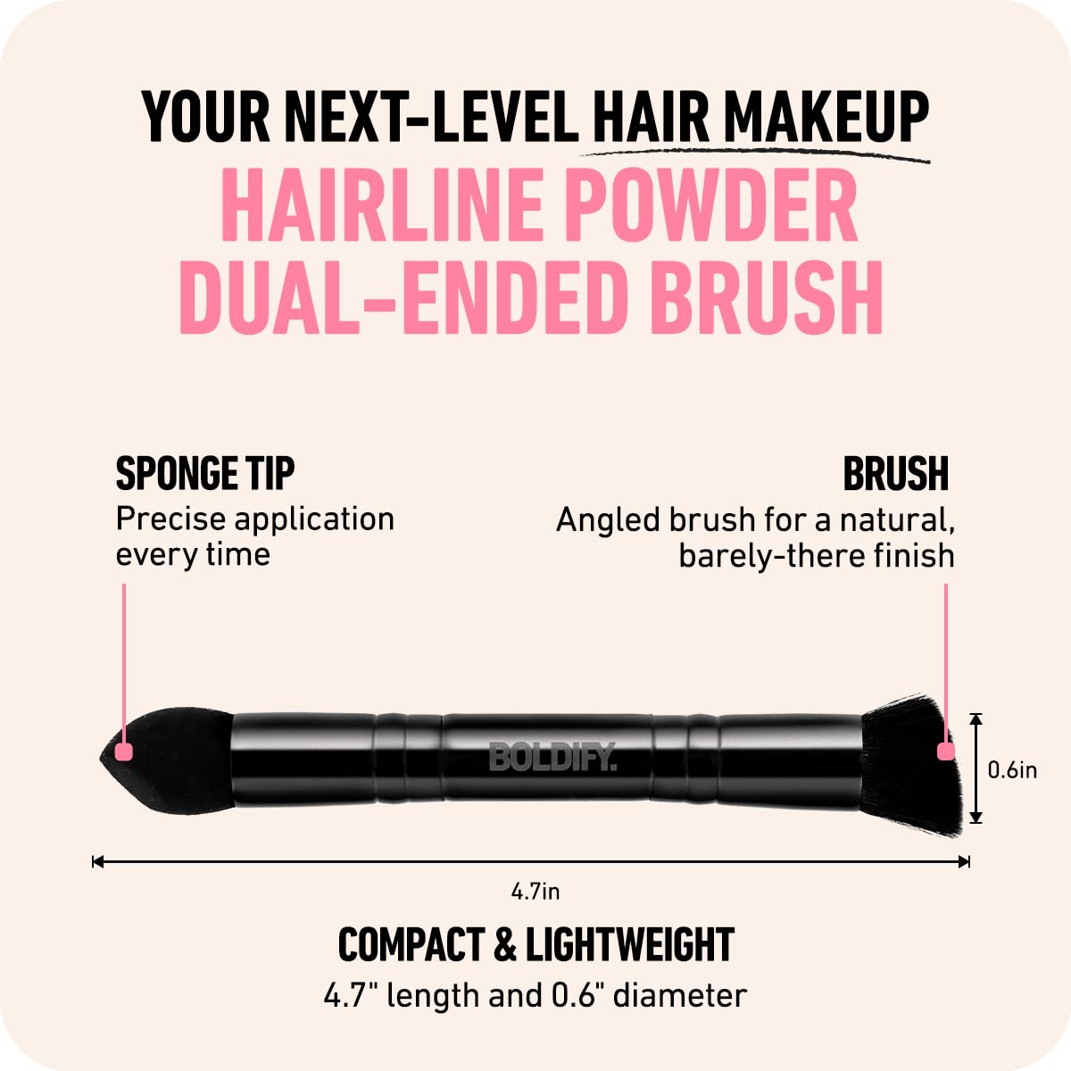 BOLDIFY Dual-Ended Hairline Powder Brush and Sponge Tip Blending Tool Set, Black - Image 3