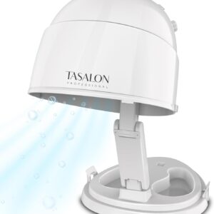 TASALON Ionic Hooded Hair Dryer - 1875W Bonnet, 3 Heating Settings, Sit Under for Home and Salon, Portable With Hood, Height Adjustable - White