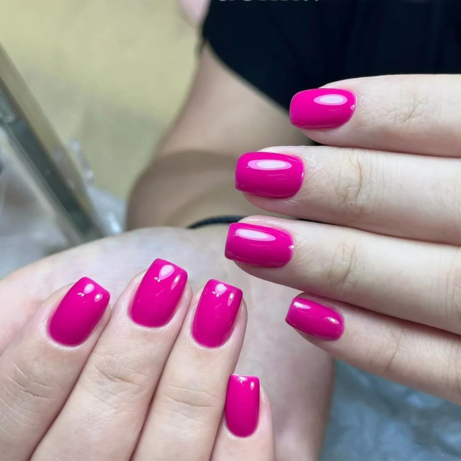 COSMOO Quick Dry Nail Polish, Vegan Chip-Resistant Long-Lasting Nail Lacquer for Nail Art Varnish, 0.34 fl oz (Hot Pink 1)