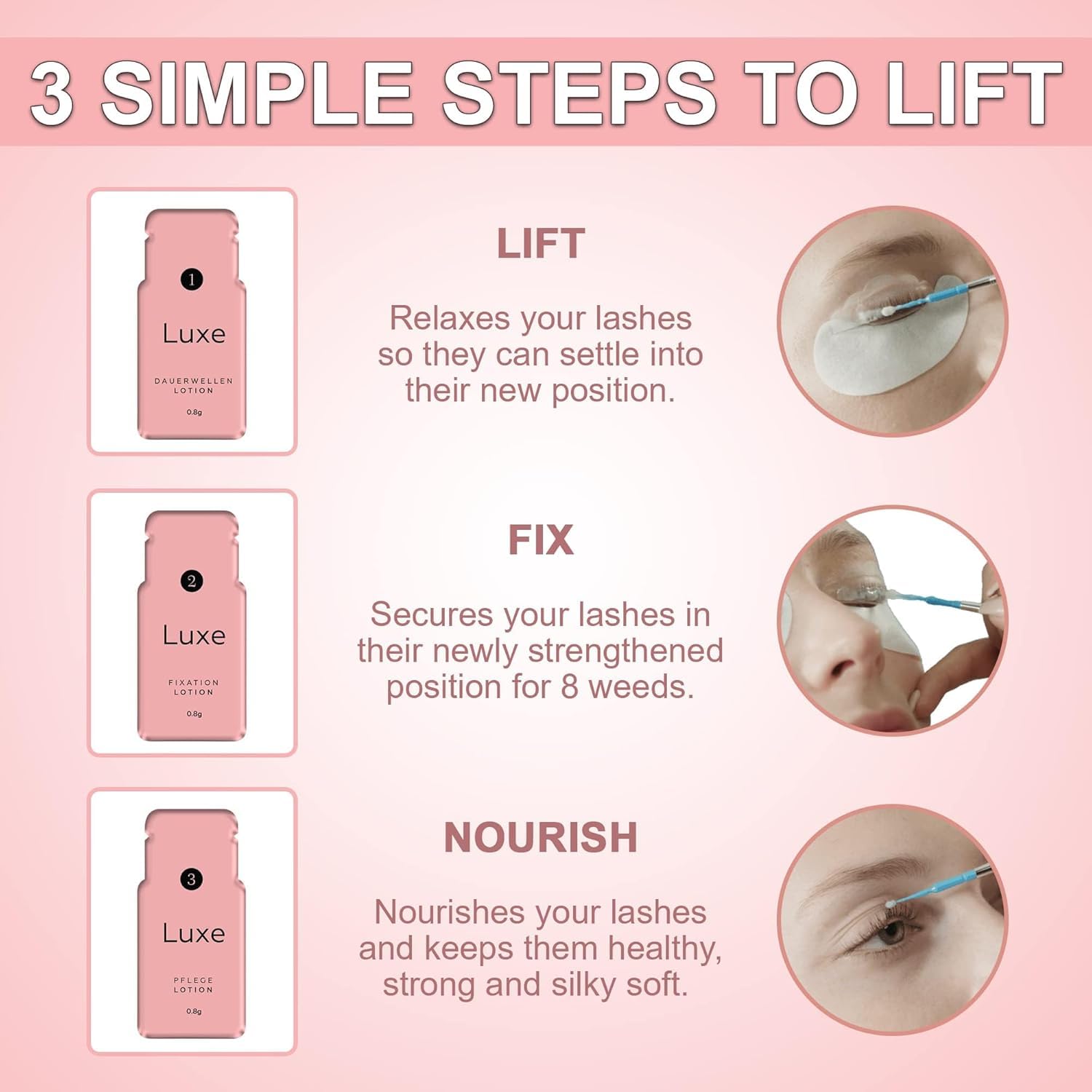 Luxe Cosmetics 8 Week Lash Lift Kit Complete Set Easy Application - Image 8