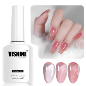 Vishine Sheer Gel Nail Polish,16ml Soak Off Jelly Gel Polish, Translucent Color UV LED Lamp Cure for Nail Art DIY at Home, L281 Icy Watermelon