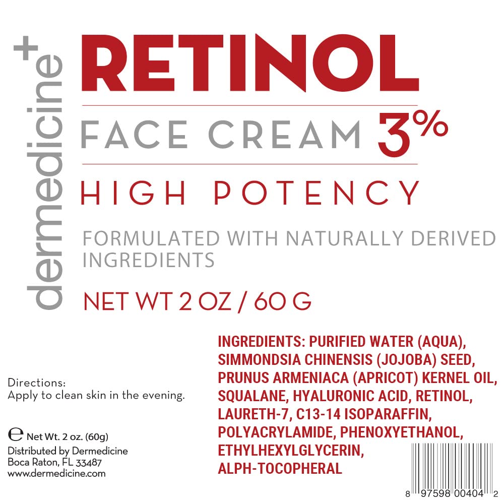 Retinol Face and Eye Cream 3% Blend with Hyaluronic Acid Jojoba Oil 1.7 oz - Image 5