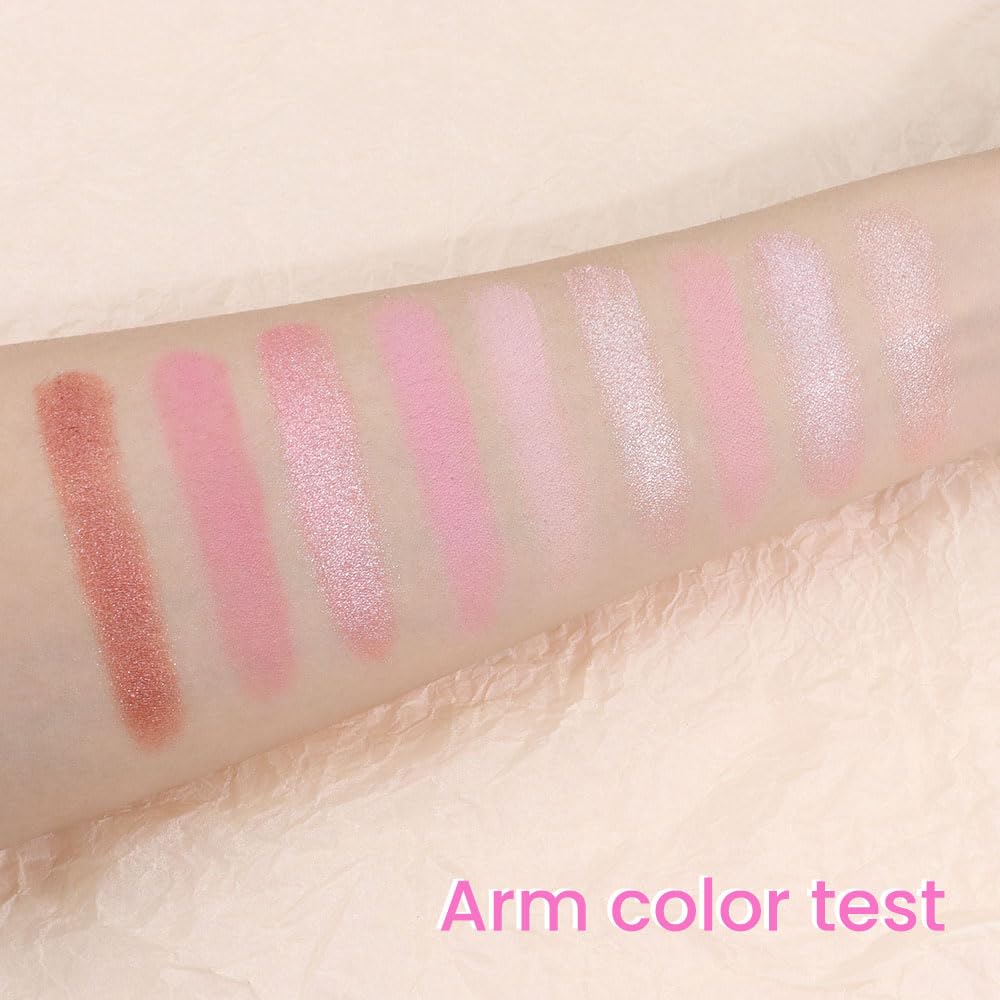 AMY'S DIARY 9 Color Pink Shimmer Waterproof Eye Shadow Palette Matte Glitter - Image 4