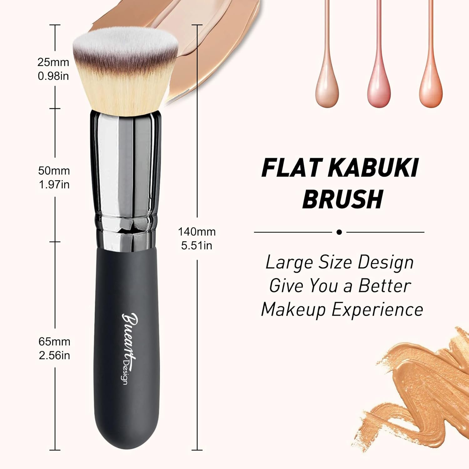 Bueart Design Ultra Soft Dense Flat Top Kabuki Foundation Makeup Brush for Blending - Image 3