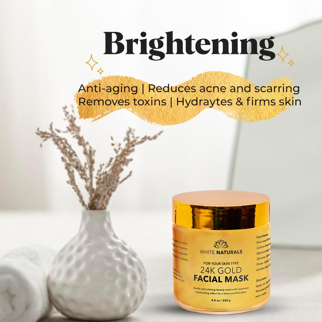 White Naturals 24K Gold Anti-Aging Moisturizing Facial Mask for Flawless Skin, 100g - Image 4