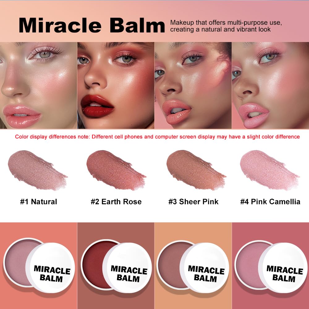 Miracle Balm Blush for Cheeks, Lips, Eyelids, and Face - Moisturizing Tint, Natural Finish, Large 1 oz - Image 4