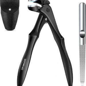DRMODE Toenail Clippers for Thick Toenails for Seniors, Upgraded Long Handled Angled Head Toe Nail Clippers for Men Thick Nails with Wide Opening, Large Finger Nail Clippers Adult with Catcher