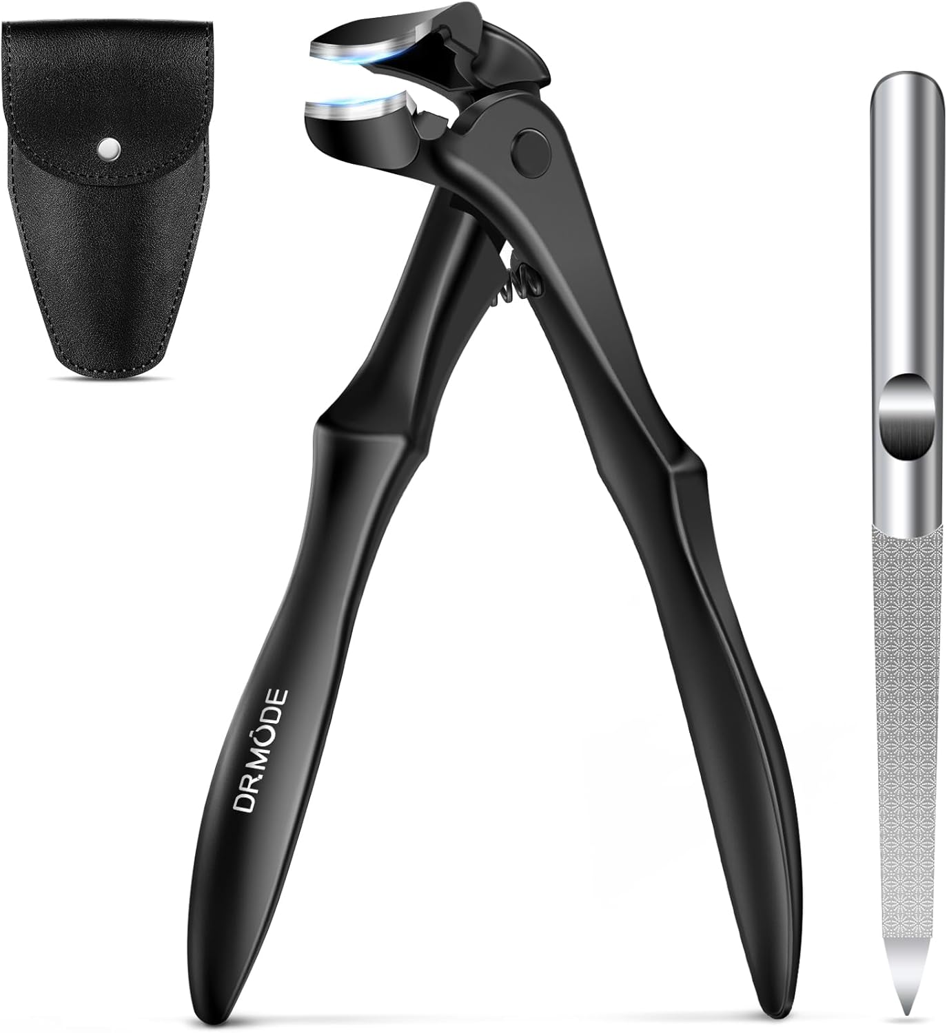DRMODE Toenail Clippers for Thick Toenails for Seniors, Upgraded Long Handled Angled Head Toe Nail Clippers for Men Thick Nails with Wide Opening, Large Finger Nail Clippers Adult with Catcher