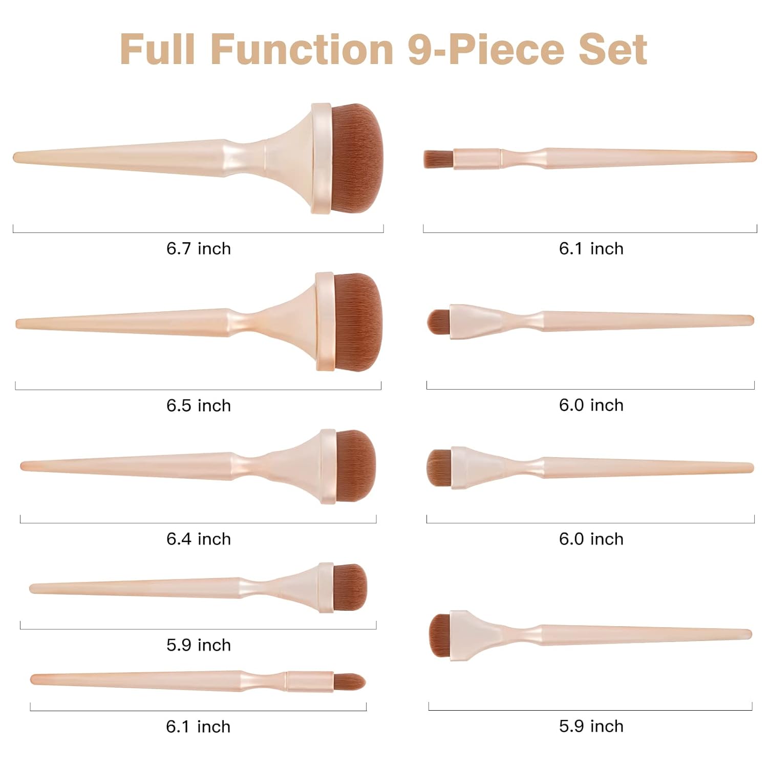 Rose Gold 10-Piece Makeup Brush Set for Foundation, Blush, Contour, Concealer, Eyeshadow - Image 3